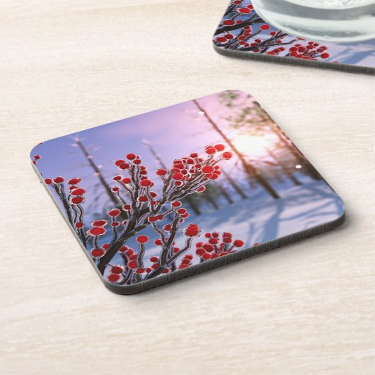 Winterberry in Ice Cork Untersetzer (Linke Seite)