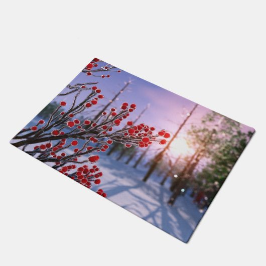 Winterberry in Ice Doormat Fußmatte (Schrägansicht)