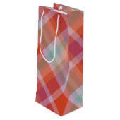 Winterberry-Karodeck Geschenktüte Für Weinflaschen (Rückseite Schrägansicht)