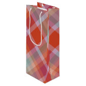 Winterberry-Karodeck Geschenktüte Für Weinflaschen (Vorderseite Schrägansicht)