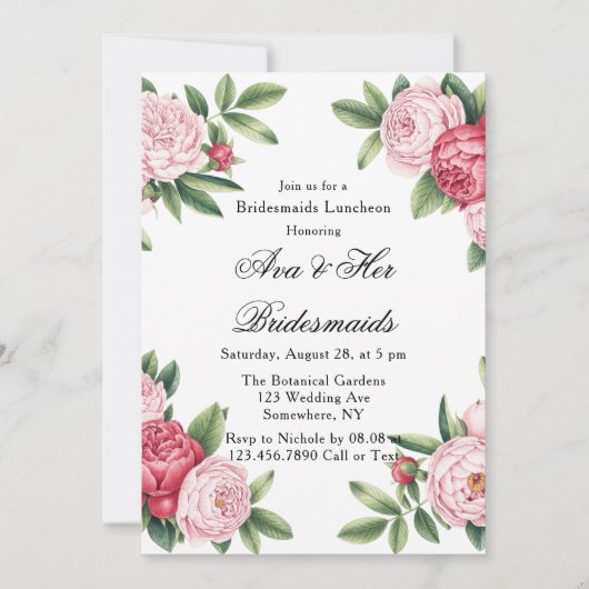 Winterberry Primrose Floral Bridemaid Luncheon Einladung (Vorderseite)