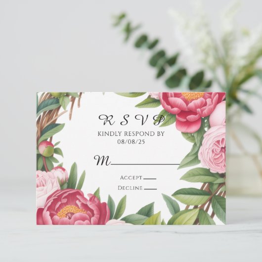 Winterberry Primrose Floral Wedding RSVP Karte (Stehend Vorderseite)