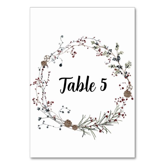 Winterberry Rustic Boho Seekarte Tischnummer (Vorderseite)