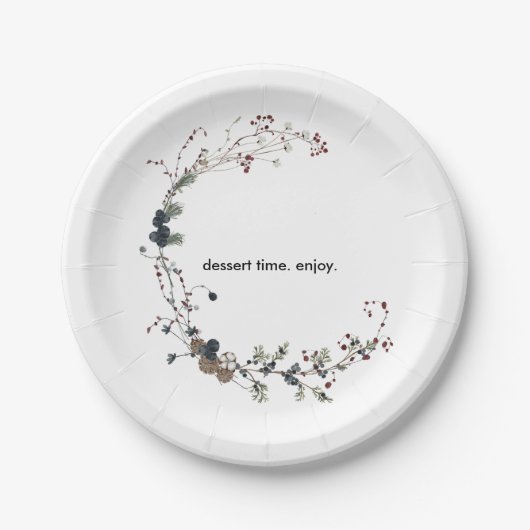 Winterberry Rustic Boho Wildblume Gardens Dessert Pappteller (Vorderseite)