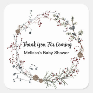 Winterberry Rustic Boho Wildblume Gardens Quadratischer Aufkleber