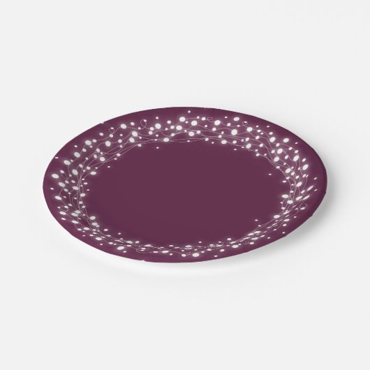 Winterberry Sparkling Lights Weihnachten Pappteller (Schrägansicht)