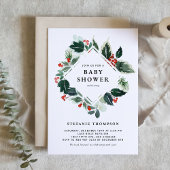 Winterberry und Holly Greenery Baby Shower Einladung