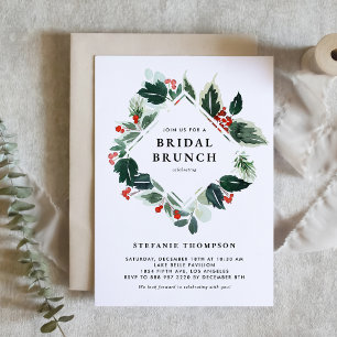 Winterberry und Holly Greenery Bridal Brunch Einladung