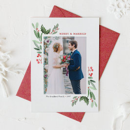 Winterberry und Holly Wedding Weihnachts-Foto Feiertagspostkarte