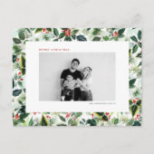 Winterberry und Variegated Blätter Foto Weihnachte Feiertagspostkarte (Vorderseite)