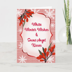 Winterberry Weiße Winterwünsche Schneekuss Engelsk Karte