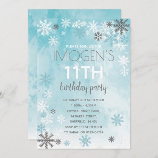 Winterbezogene Geburtstagsfeier Einladung (Vorne/Hinten)