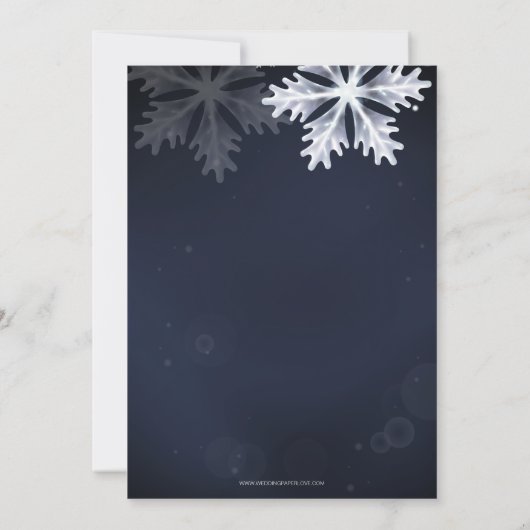 Winterbindungsparty für Navy Snowflakes Einladung (Rückseite)