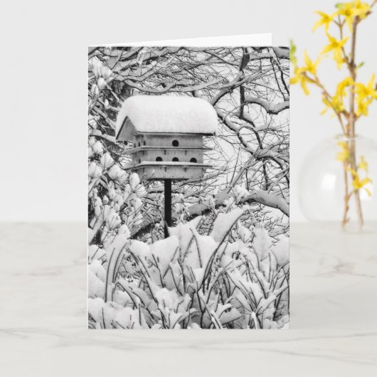 WinterBirdhouse Karte (Gelbe Blume)