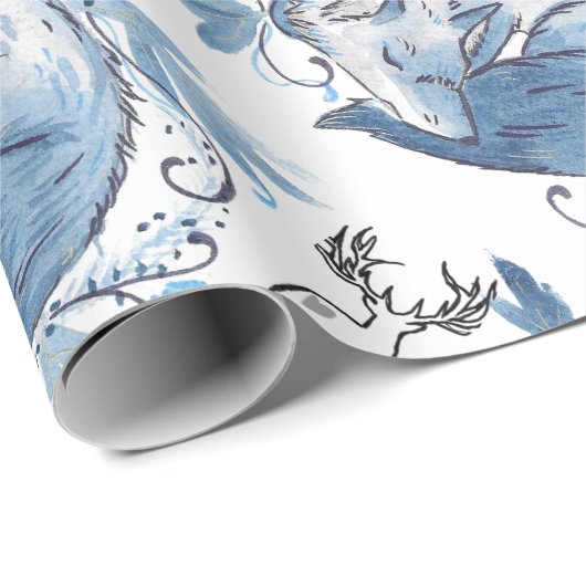 Winterblau-Fox-Packpapier Geschenkpapier (Rolleneckpunkt)