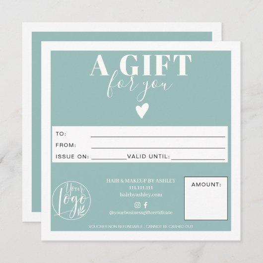 Winterblau, modernes Quadratgeschenk-Logo (Vorne/Hinten)