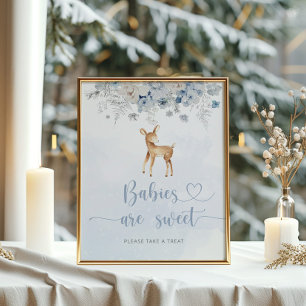 Winterblau-oh-Hirsche Kinder sind süß Poster