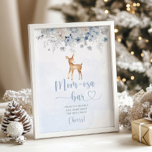 Winterblau-Silberhirsche gemütliches Mama-osa-Bar  Poster