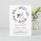 Winterblau und Rosa Blütendusche Einladung (Stehend Vorderseite)