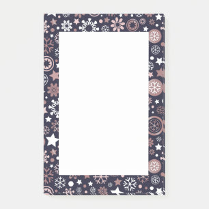 Winterblau und Rose Gold Metallschneeflocken Weihn Post-it Klebezettel