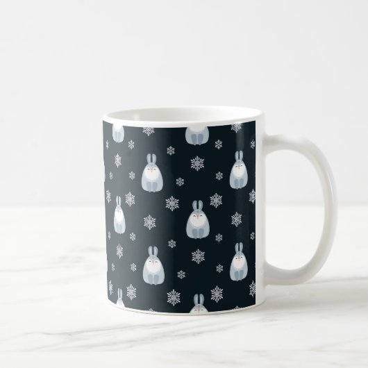 WINTERBLAU UND WEISSE FERIENWOHNUNG BUNNY RABBBITS KAFFEETASSE (Rechts)