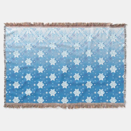 Winterblau-weiß-Schneeflocken-Muster Decke (Vorderseite)