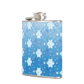 Winterblau-weiß-Schneeflocken-Muster Flachmann (Links)