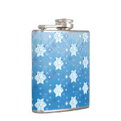 Winterblau-weiß-Schneeflocken-Muster Flachmann (Rechts)