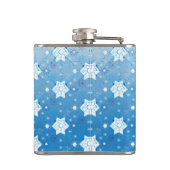 Winterblau-weiß-Schneeflocken-Muster Flachmann (Rückseite)