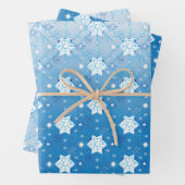 Winterblau-weiß-Schneeflocken-Muster Geschenkpapier Set (Beispiel)