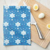 Winterblau-weiß-Schneeflocken-Muster Geschirrtuch (Viertel Falte)