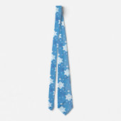 Winterblau-weiß-Schneeflocken-Muster Krawatte (Rückseite)