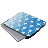 Winterblau-weiß-Schneeflocken-Muster Laptopschutzhülle (Vorne Knopf)