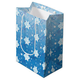 Winterblau-weiß-Schneeflocken-Muster Mittlere Geschenktüte