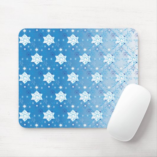 Winterblau-weiß-Schneeflocken-Muster Mousepad (Mit Mouse)