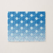 Winterblau-weiß-Schneeflocken-Muster Puzzle (Horizontal)