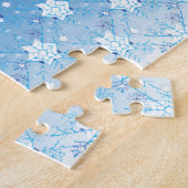 Winterblau-weiß-Schneeflocken-Muster Puzzle (Seite)