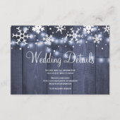 Winterblau-weiße rustikale Hochzeitsgäste Details Begleitkarte (Vorderseite)