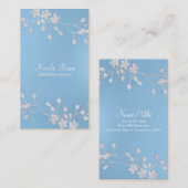 Winterblau Weißer Blumenzweig Eleganter Chic Visitenkarte (Vorne/Hinten)