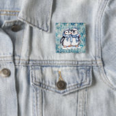 Winterblaue Aquarellpinguine mit Skarabäen Button (Beispiel)