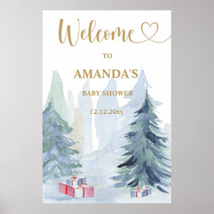 Winterblaue Babydusche Poster
