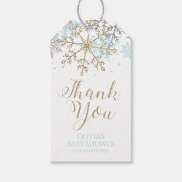Winterblaue Gold Snowflake Baby Dusche Fevor Tags Geschenkanhänger