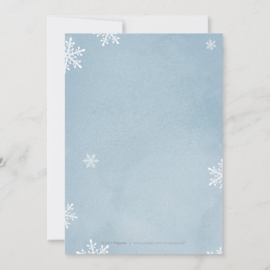 Winterblaue handgeschriebene Feiertagsparty Einladung (Rückseite)
