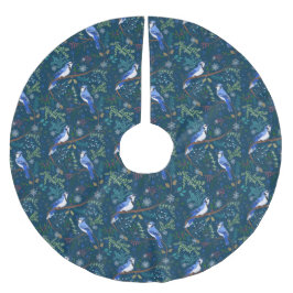 Winterblaue Jay Polyester Weihnachtsbaumdecke