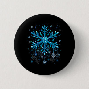 Winterblaue Schneeflocke Weihnachten Xmas Kostüme  Button