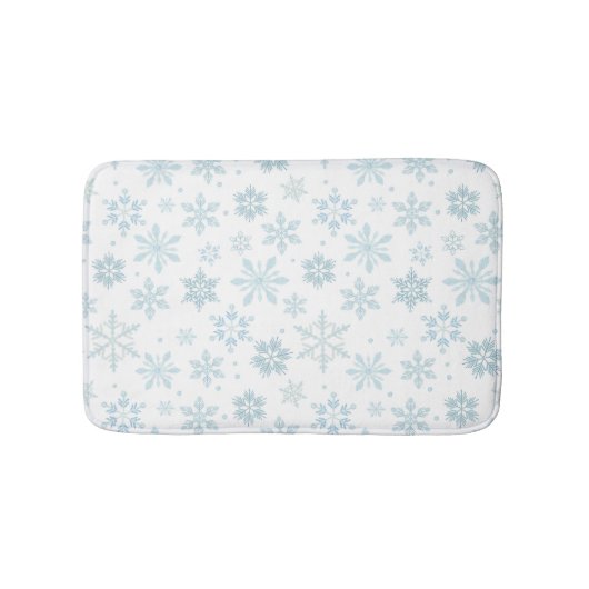 Winterblaue Schneeflocken Badematte (Vorderseite)
