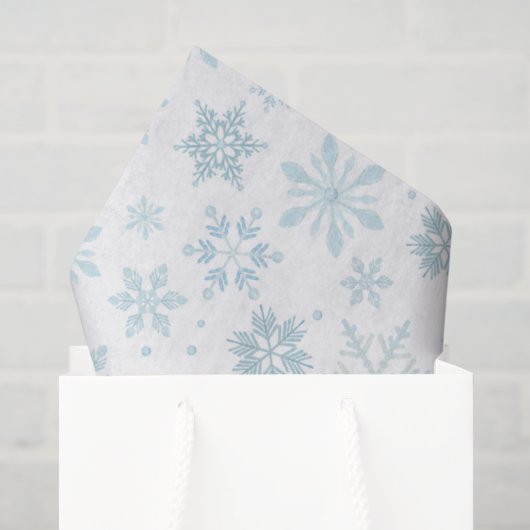 Winterblaue Schneeflocken Geschenkpapier Seidenpapier (Geschenktüte)