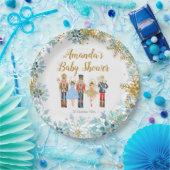 Winterblaue Schneeflocken-Nutcracker-Papierplatte  Pappteller (Party)