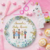 Winterblaue Schneeflocken-Nutcracker-Papierplatte  Pappteller (Party)