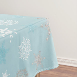 Winterblaue Silberschneeflockenmuster Tischdecke